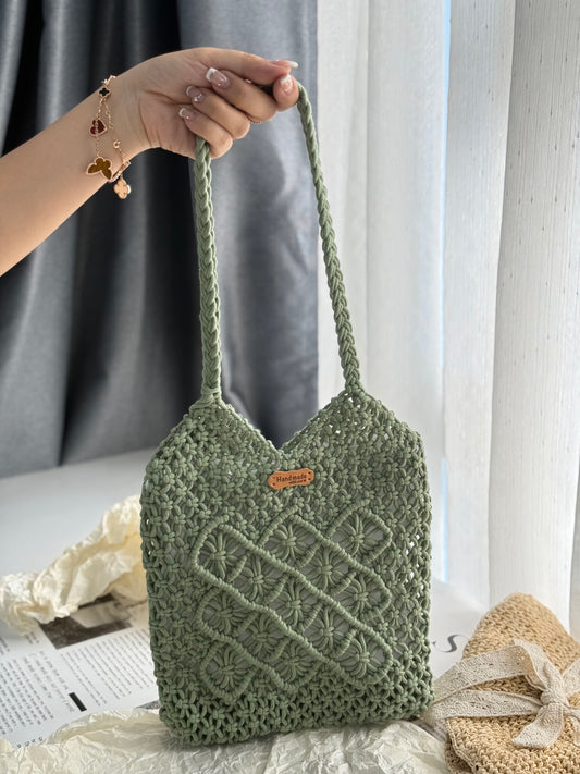 Green pattern Crochet Handmade bag