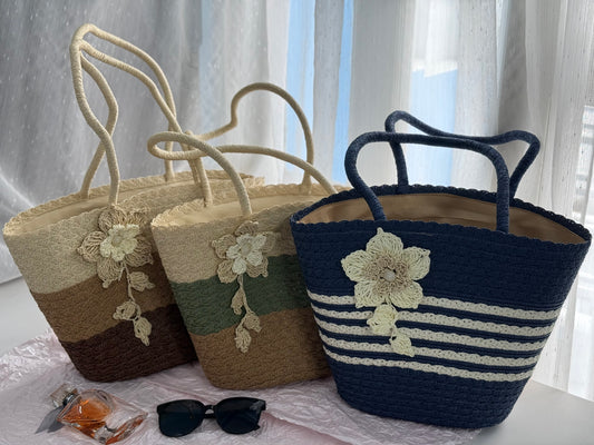 Big Flower Straw Bag