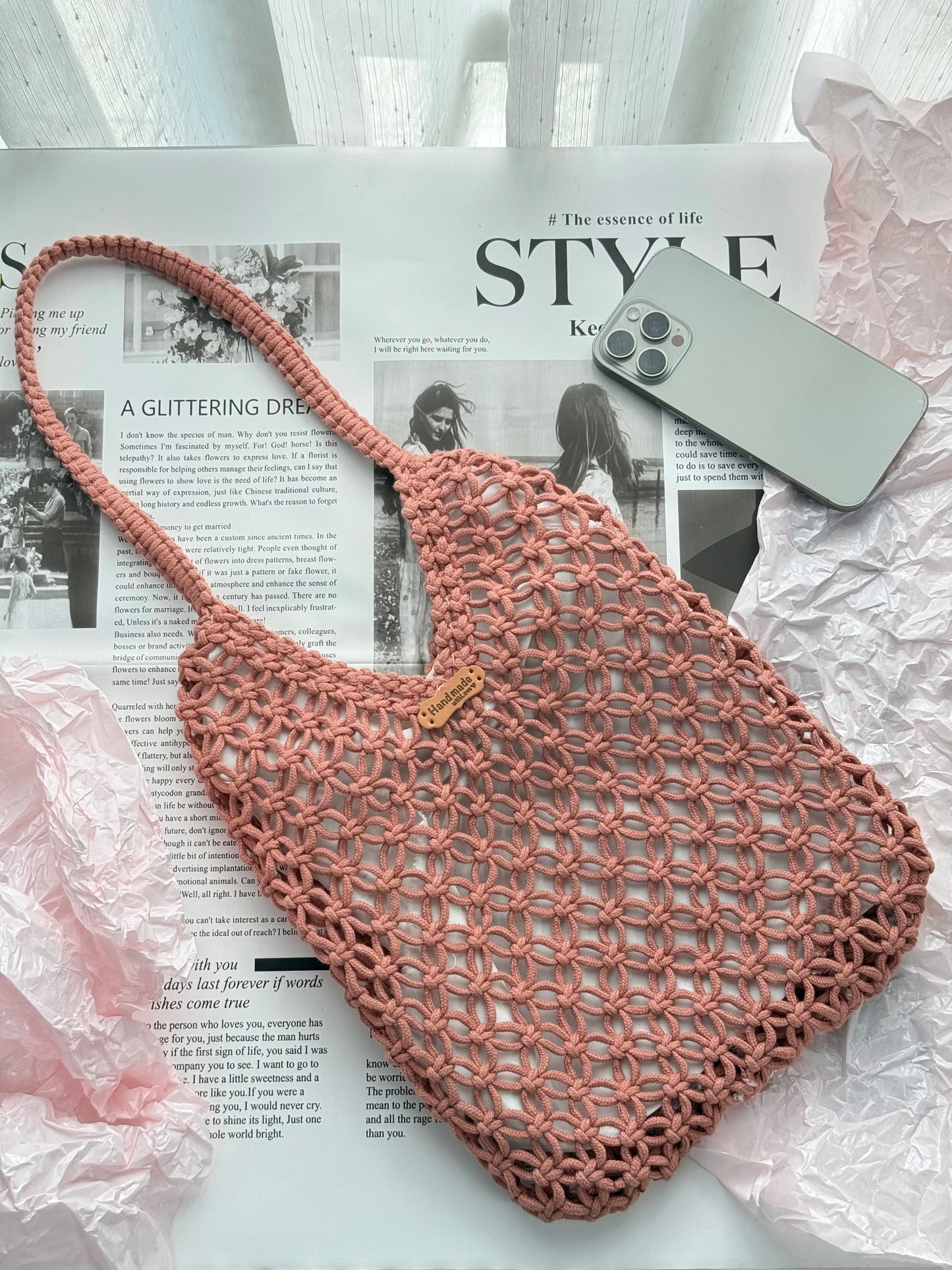 Hollow Gray Handmade Crochet bag