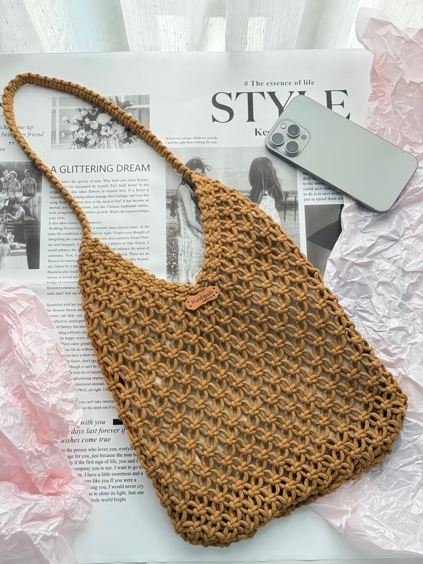 Hollow Gray Handmade Crochet bag