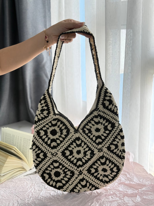 Black/White Pattern Handmade Crochet bag