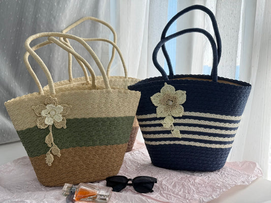 Big Flower Straw Bag